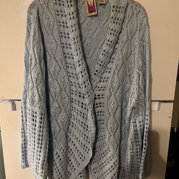 Chic Light Blue Knit Cardigan - Picture 1 of 14
